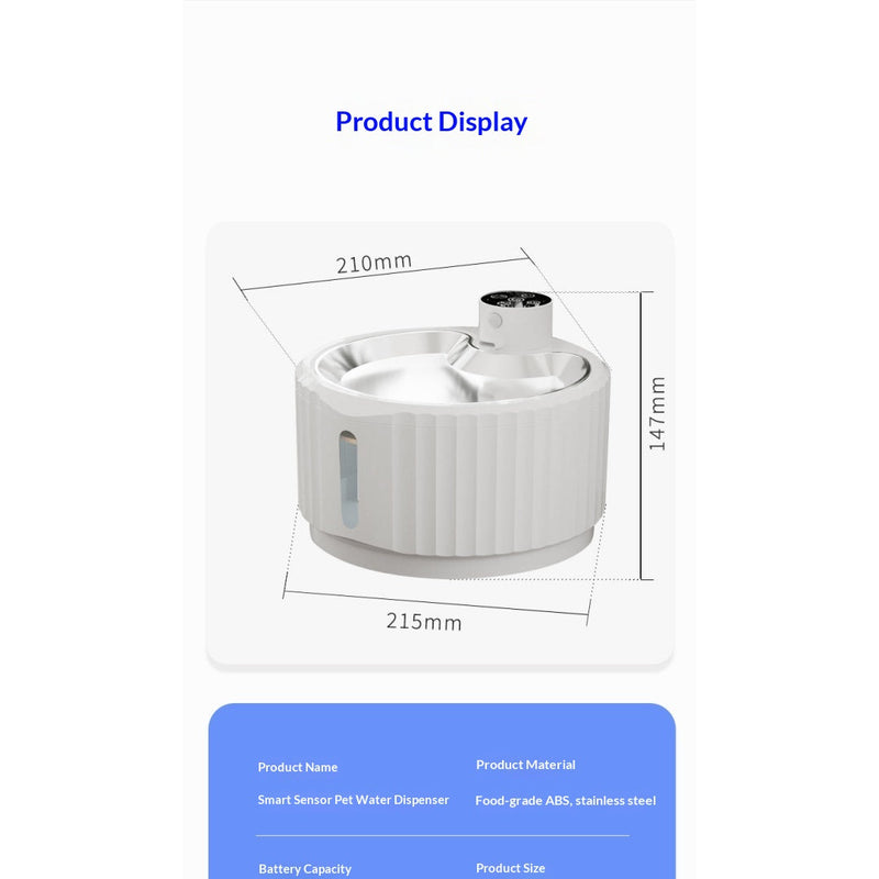 Sensor-Activated Stainless Steel Pet Water Fountain