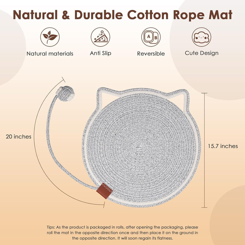 Cotton Rope Cat Scratcher Mat with Toy