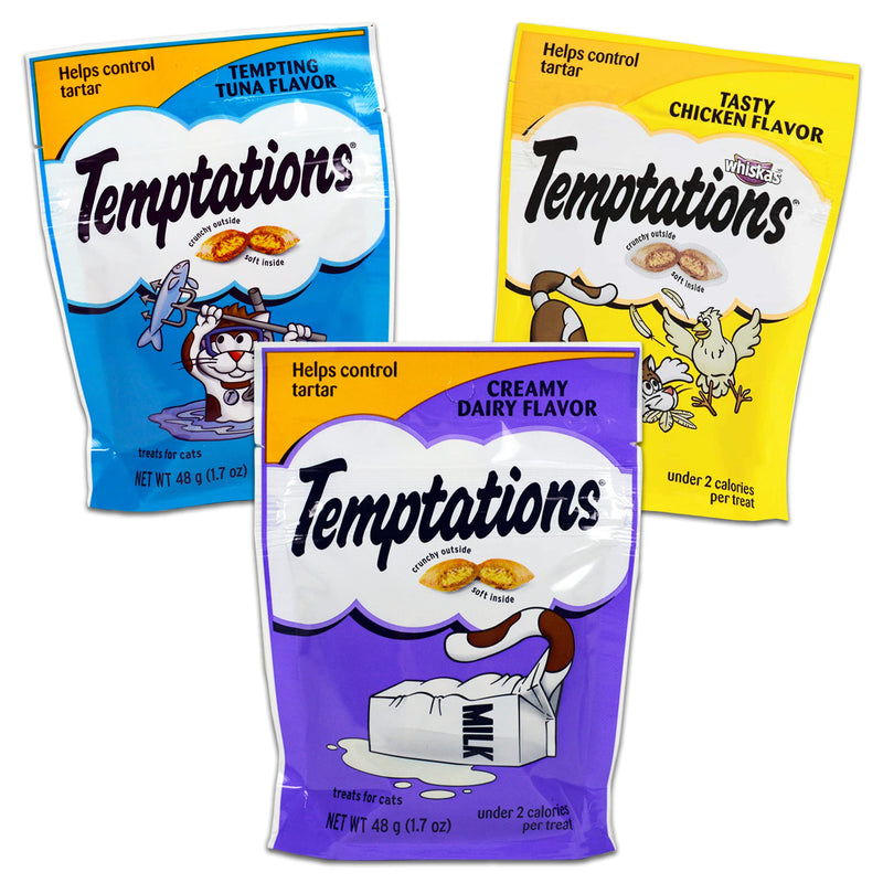 Temptations Chicken, Dairy & Tuna Variety Pack, 3 × 1.7 oz