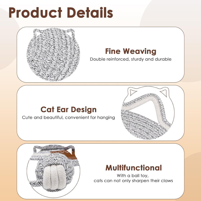 Cotton Rope Cat Scratcher Mat with Toy