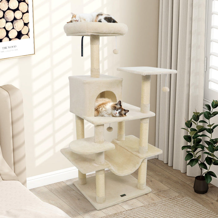 58-Inch Multi-Level Plush Cat Tree