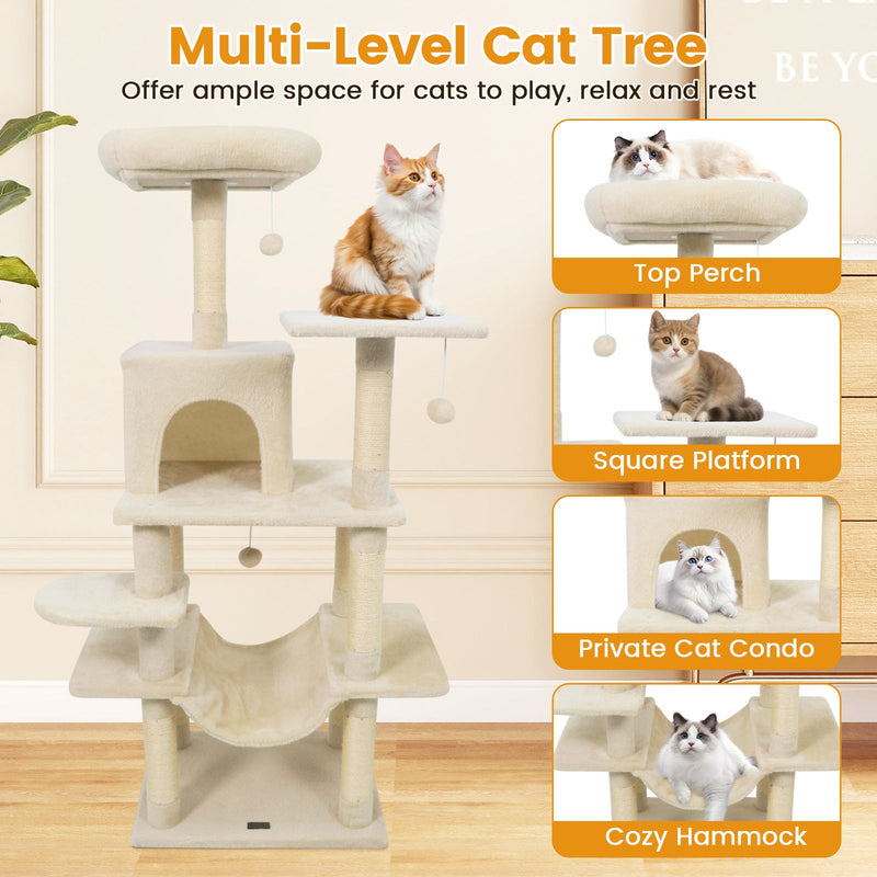 58-Inch Multi-Level Plush Cat Tree