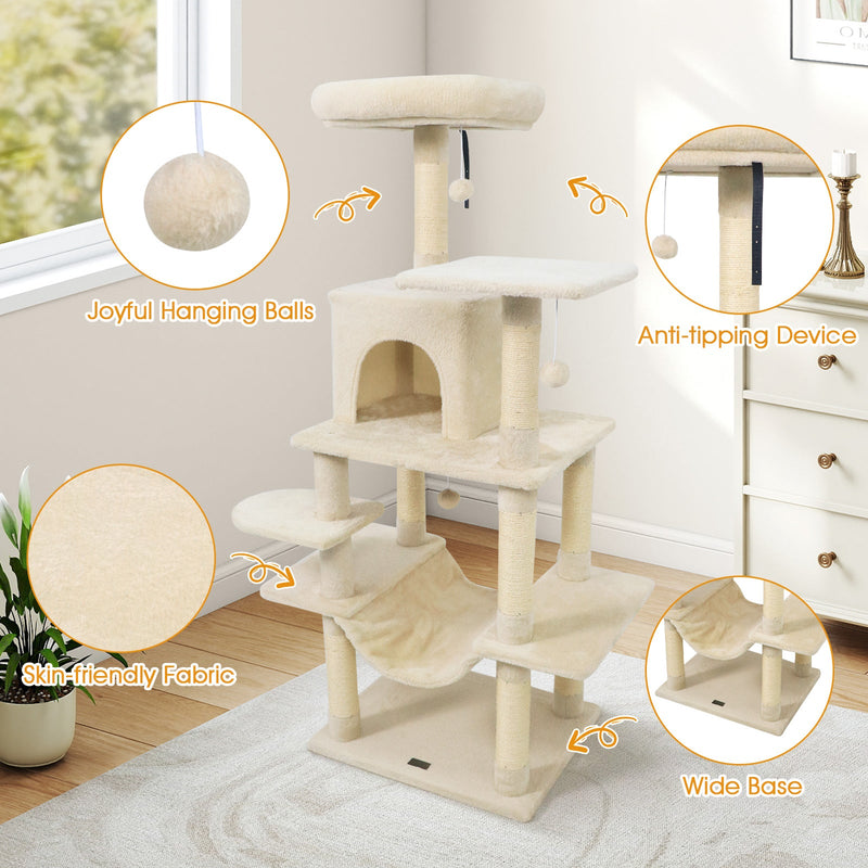 58-Inch Multi-Level Plush Cat Tree