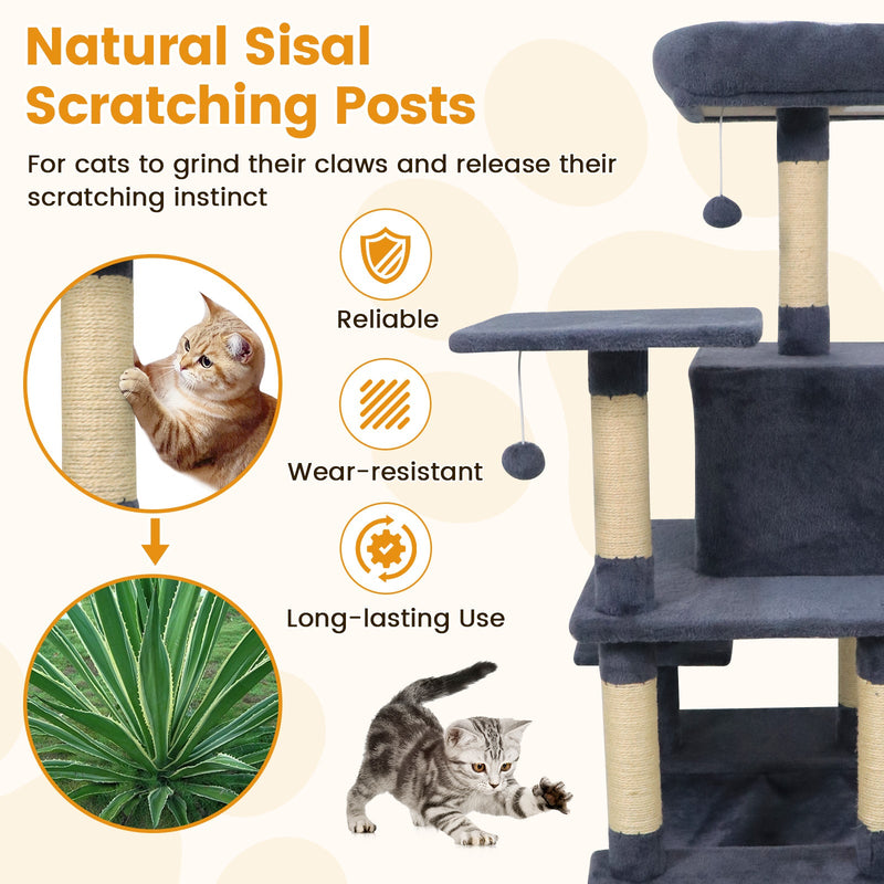 58-Inch Multi-Level Plush Cat Tree