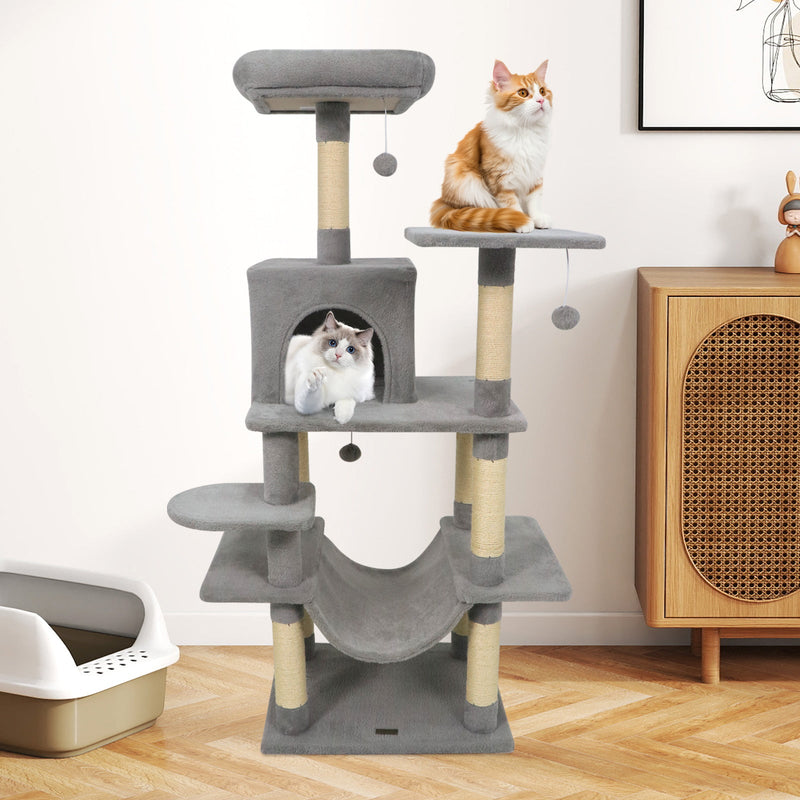 58-Inch Multi-Level Plush Cat Tree