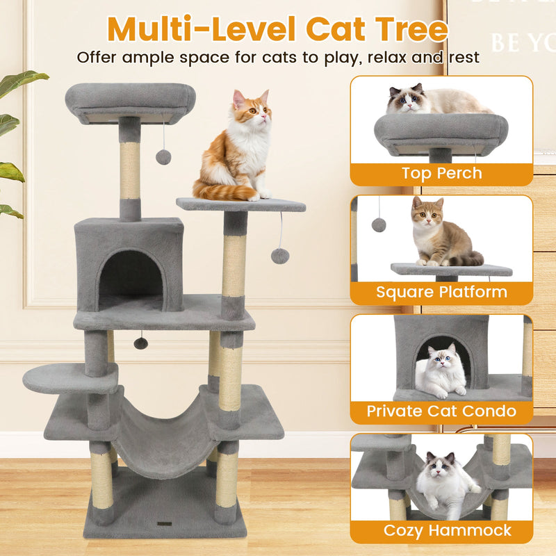 58-Inch Multi-Level Plush Cat Tree