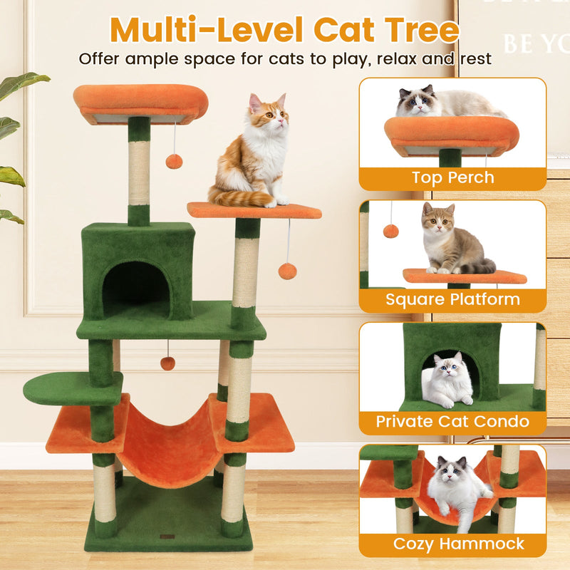 58-Inch Multi-Level Plush Cat Tree