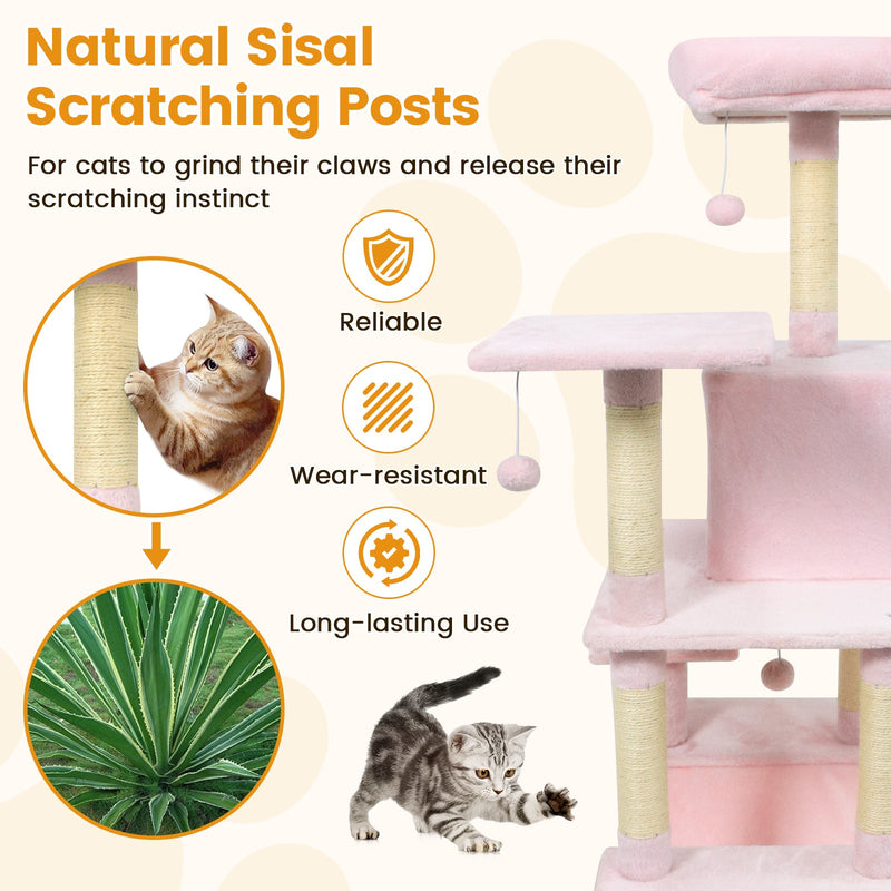 58-Inch Multi-Level Plush Cat Tree