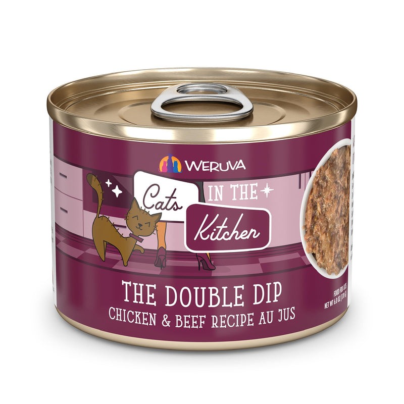 Weruva Cats in The Kitchen The Double Dip with Chicken & Beef Au Jus Cat Food 6oz Can (Pack of 24)
