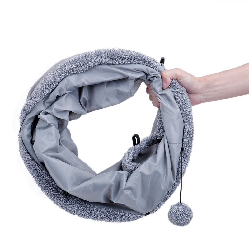 Collapsible Cat Play Tunnel, Grey