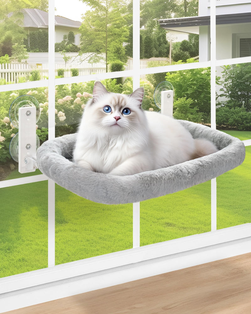 keny Plush Cat Window Perch, Gray