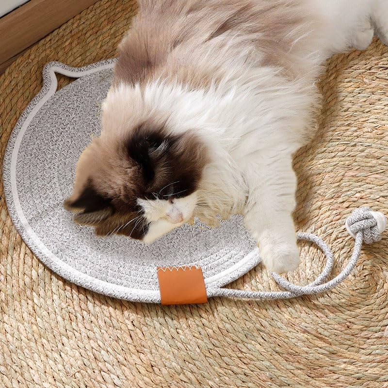Cotton Rope Cat Scratcher Mat with Toy