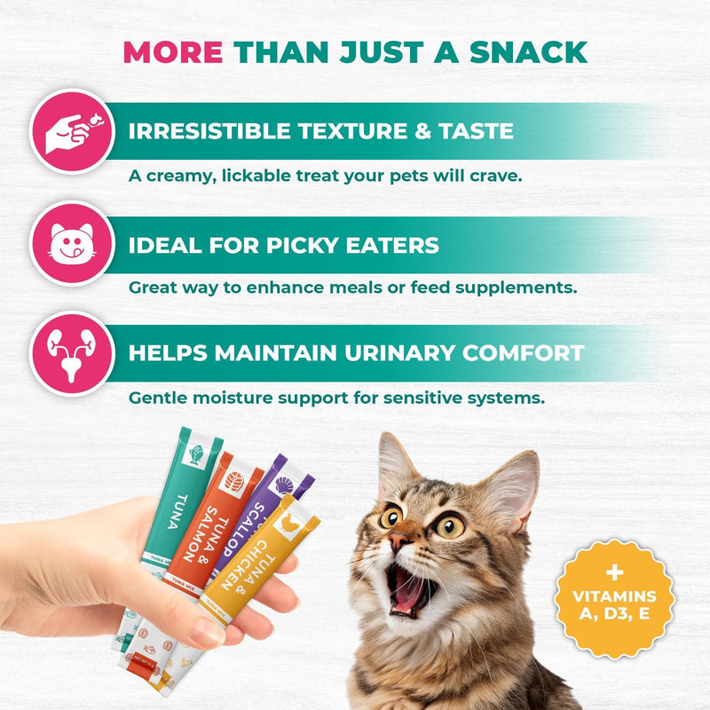 Tuna Lickable Cat Treats, 20 Squeeze Sticks