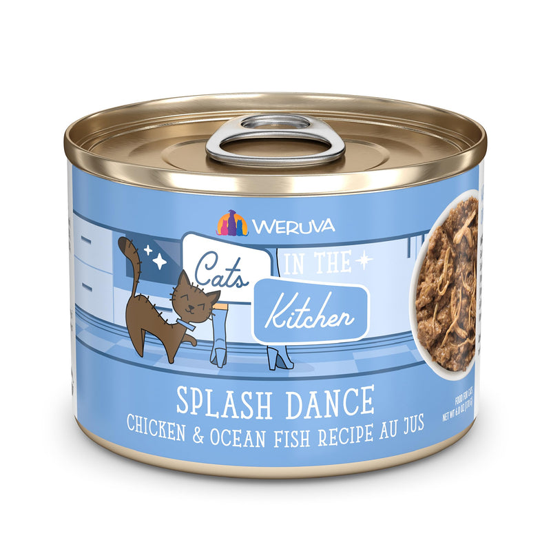 Weruva Cats in The Kitchen Splash Dance with Chicken & Ocean Fish Au Jus Cat Food 6oz Can (Pack of 24)