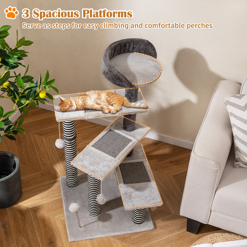 93 cm Cat Tree with Sisal & Jute Scratching Posts