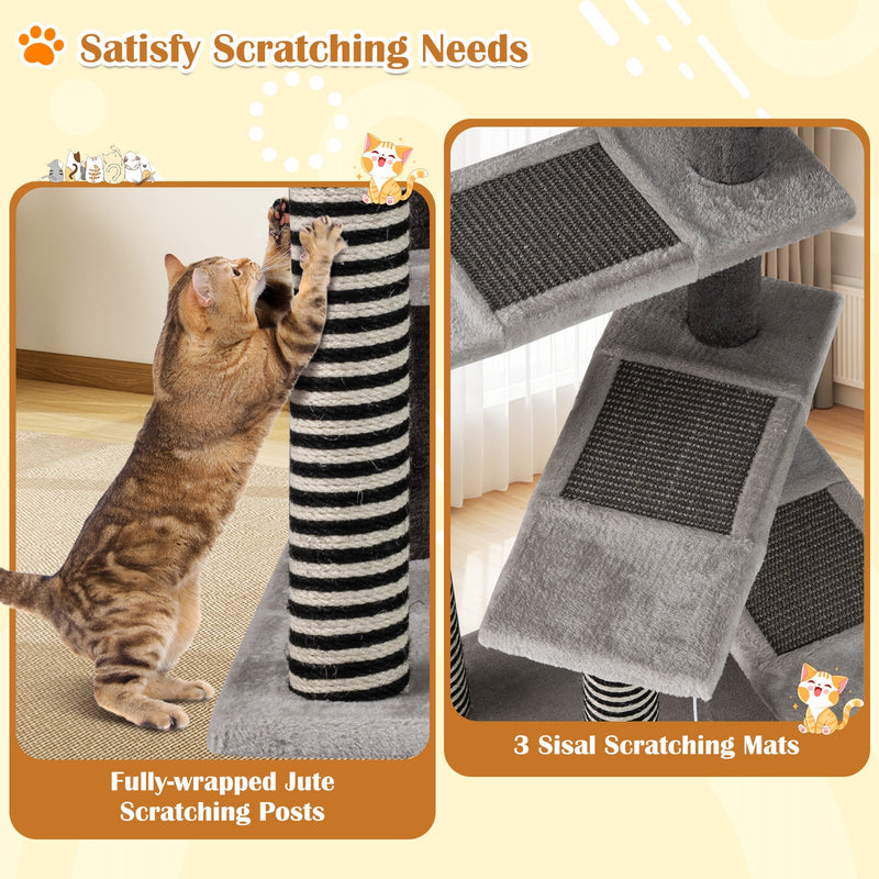 93 cm Cat Tree with Sisal & Jute Scratching Posts
