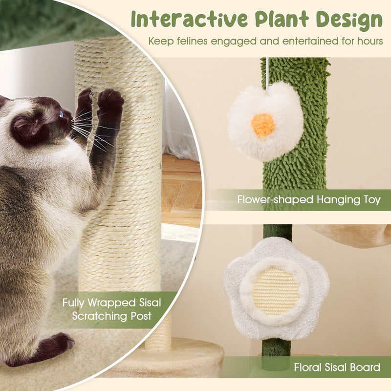 Flower Cat Tree with Plush Top Perch