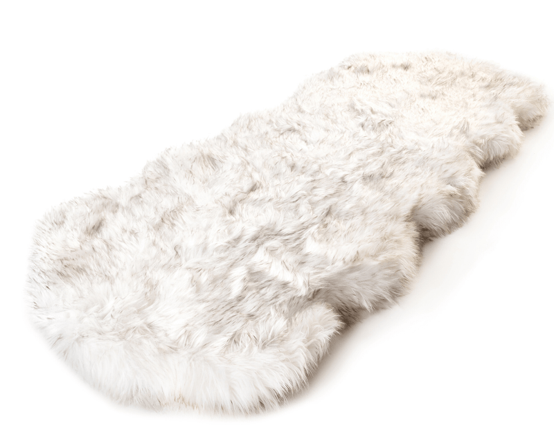PupRug® Runner Faux Fur Memory Foam Dog Bed - Curve White with Brown Accents