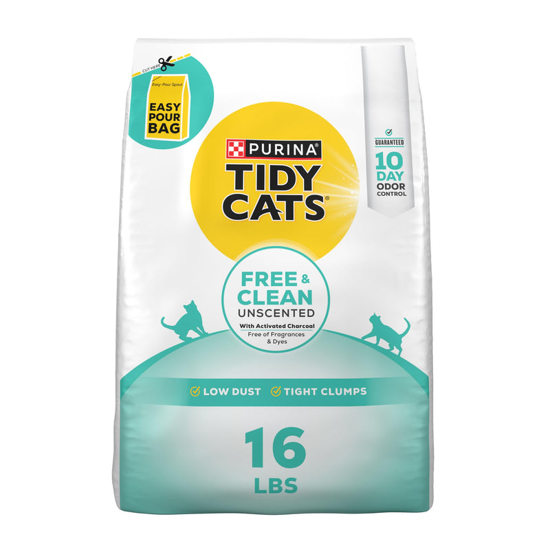 Purina Tidy Cats Free & Clean Unscented Clumping Litter, 16 lb