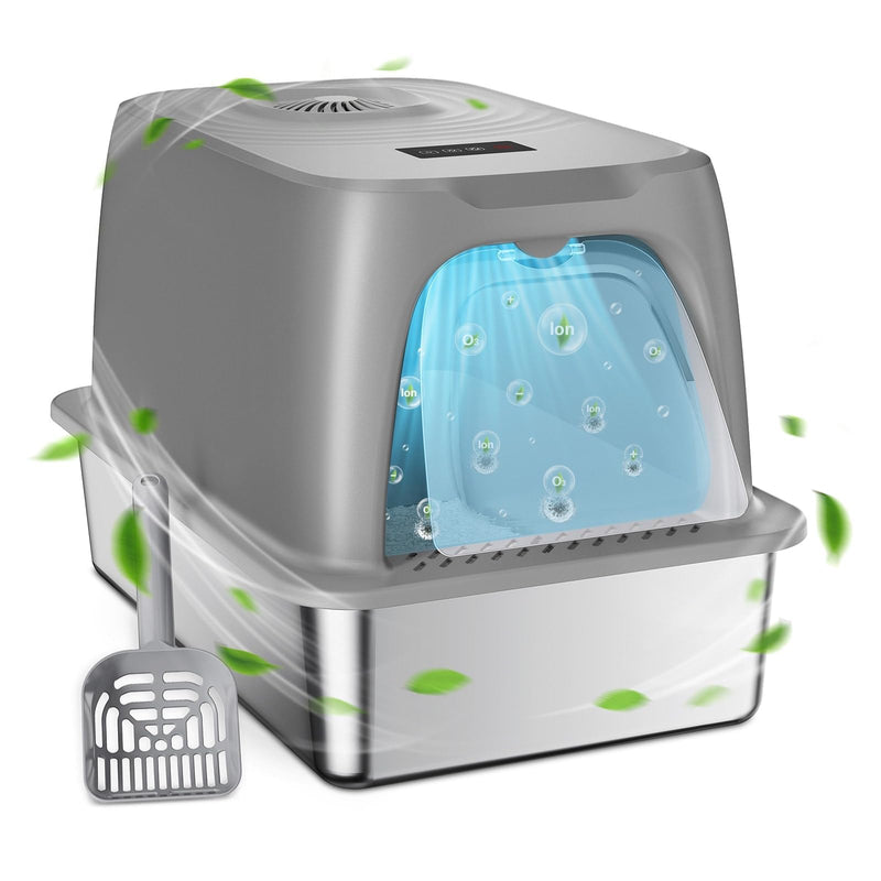 Extra Large Enclosed Stainless Steel Cat Litter Box