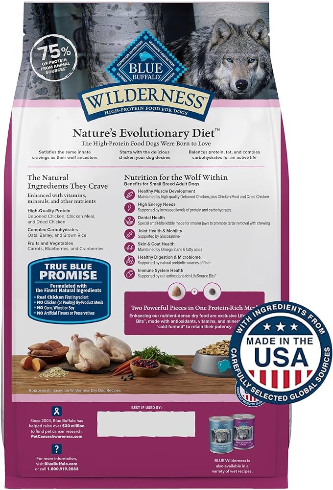 Blue Buffalo Wilderness Adult Small Breed Chicken with Wholesome Grains Dry Dog Food