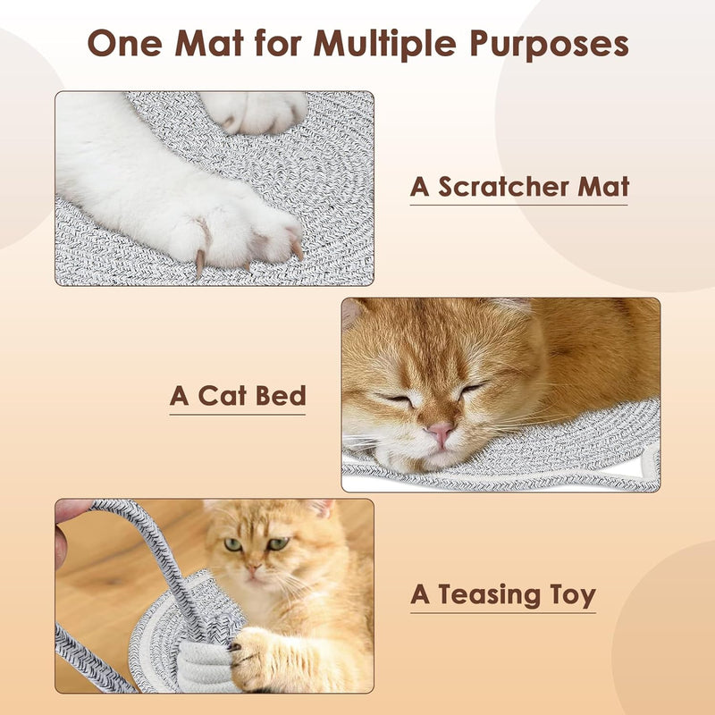 Cotton Rope Cat Scratcher Mat with Toy