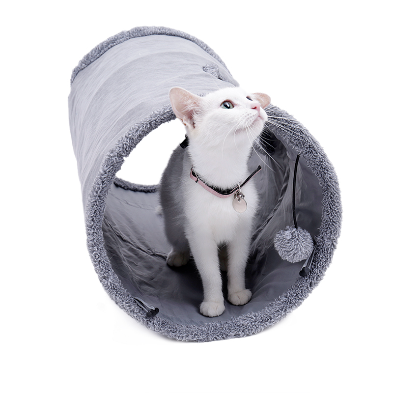 Collapsible Cat Play Tunnel, Grey