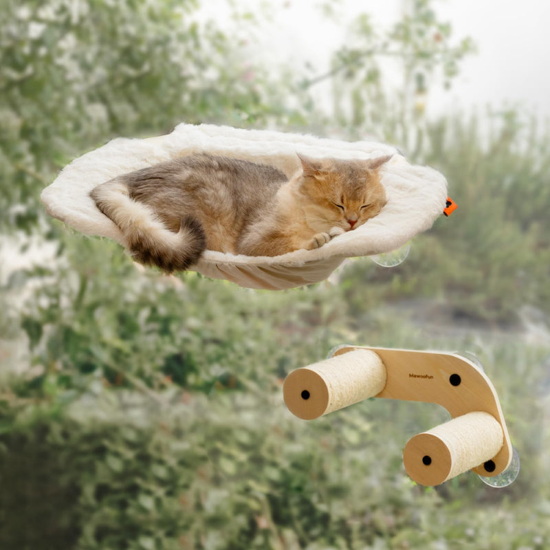 MEWOOFUN Cat Window Hammock with 2 Steps, 23 inches