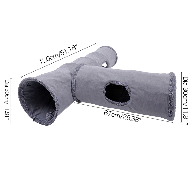 Collapsible Cat Play Tunnel, Grey