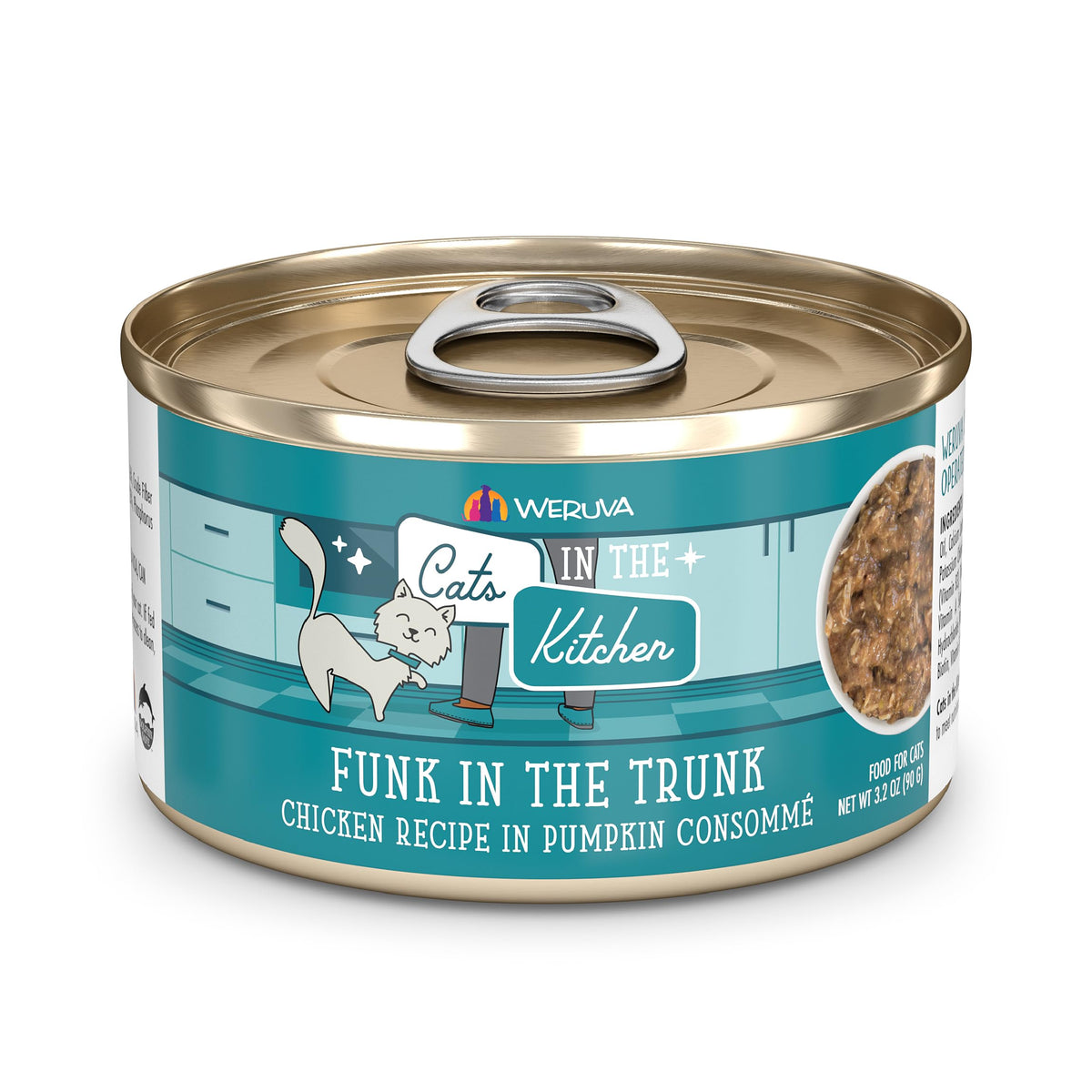 Weruva Cats in The Kitchen Funk in The Trunk with Chicken in Pumpkin Consomme Cat Food 3.2oz Can (Pack of 24)