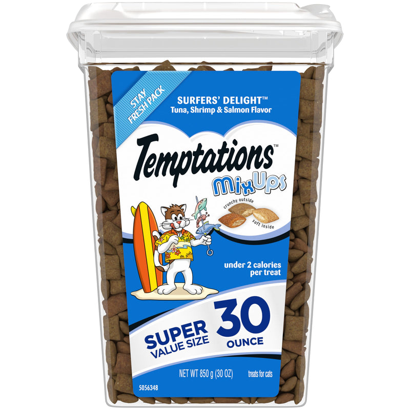Temptations MixUps Surfers Delight Flavor Crunchy and Soft Cat Treats 30 oz. Tub