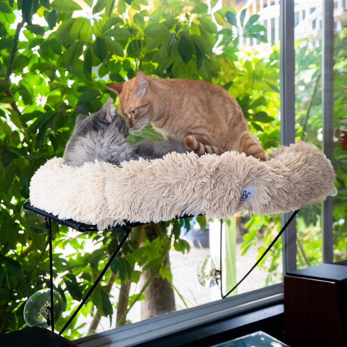 HIPCAT Cat Window Perch & Toy, Beige