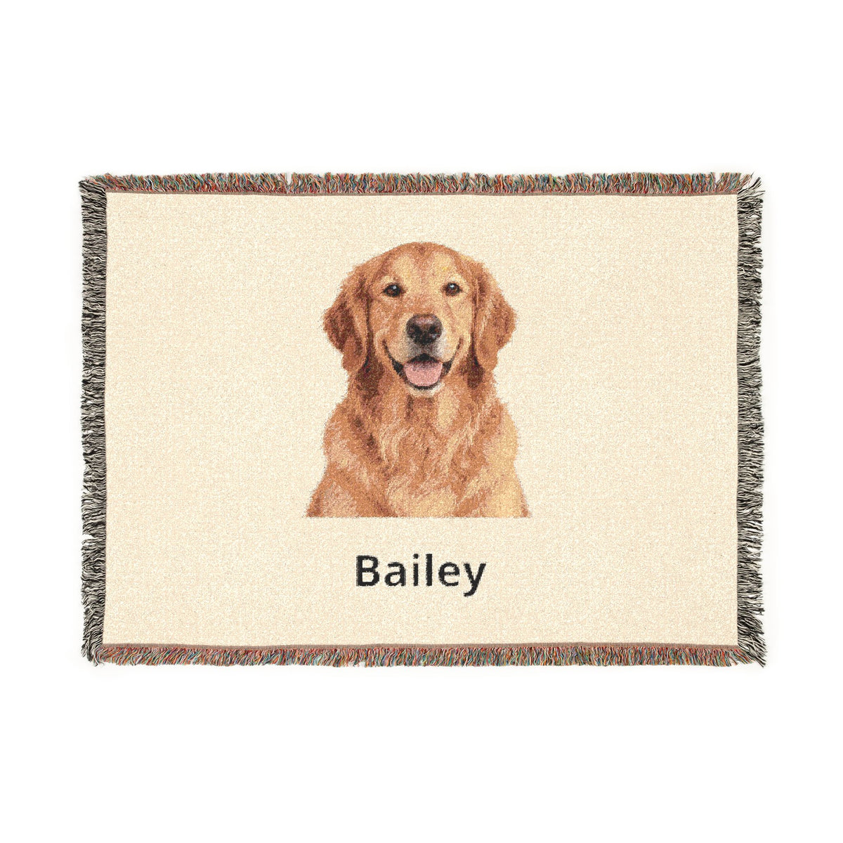 Personalized Pet Photo & Name Woven Blanket — 52 × 37 in
