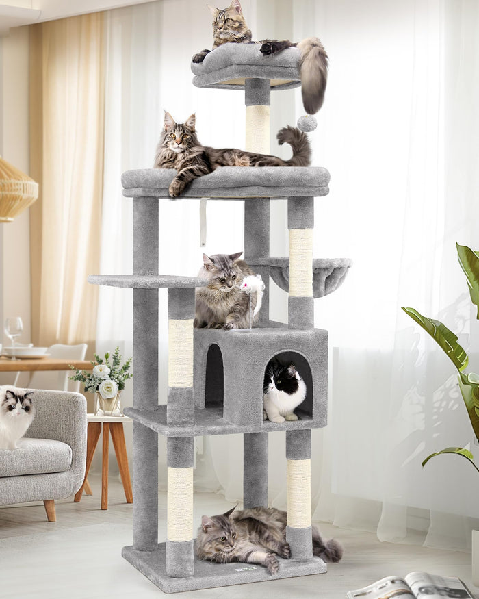 Globlazer S68 68-inch Cat Tree for Large Cats, Light Grey