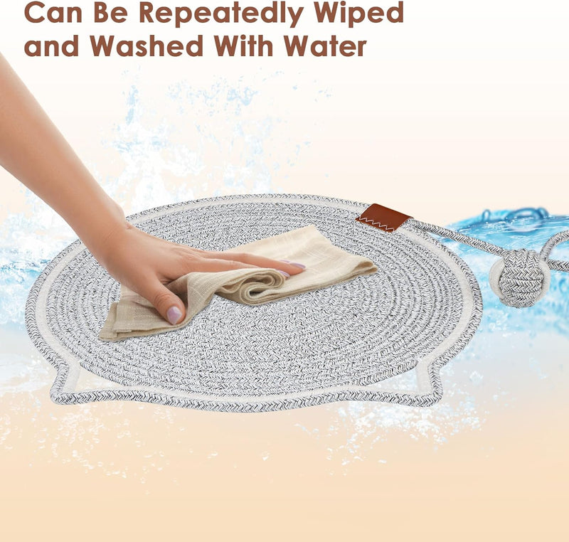 Cotton Rope Cat Scratcher Mat with Toy