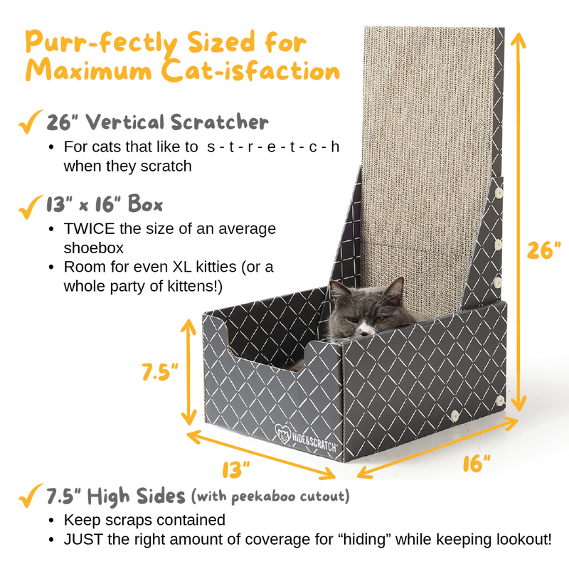 26" L Shaped Cat Scratcher Box and Cat Bed with Double-Sided Cardboard Cat Scratch Pad