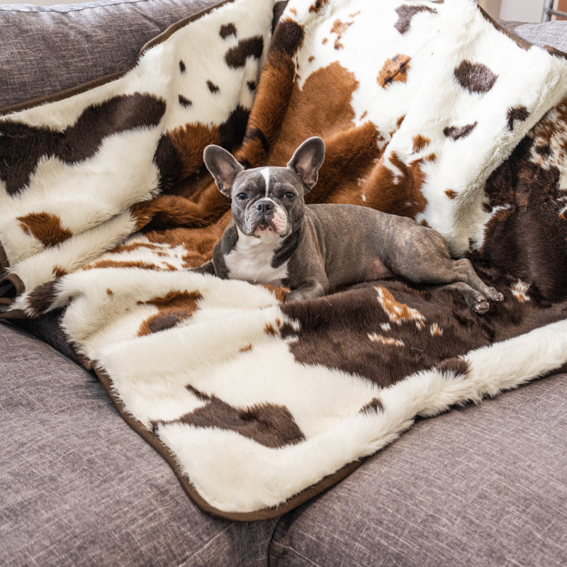 PupProtector™ Waterproof Throw Blanket - Brown Faux Cowhide