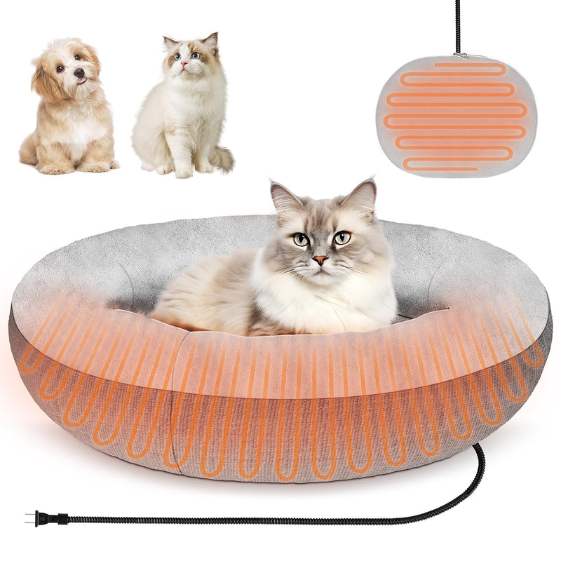 Heated Bed for Cats & Small Dogs with Washable Cover