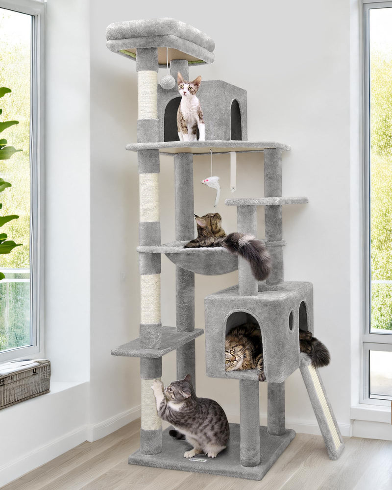 Globlazer F70 Pro 70-inch Cat Tree with Hammock, Light Grey