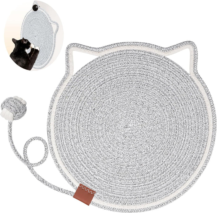 Cotton Rope Cat Scratcher Mat with Toy