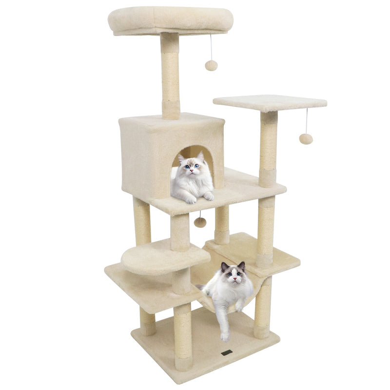 58-Inch Multi-Level Plush Cat Tree