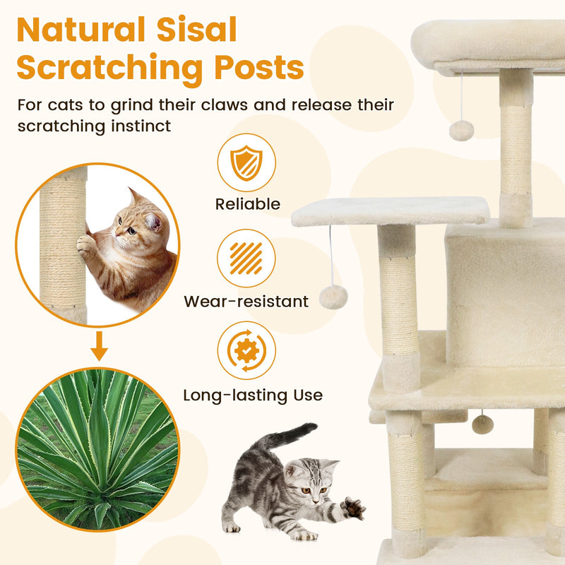 58-Inch Multi-Level Plush Cat Tree
