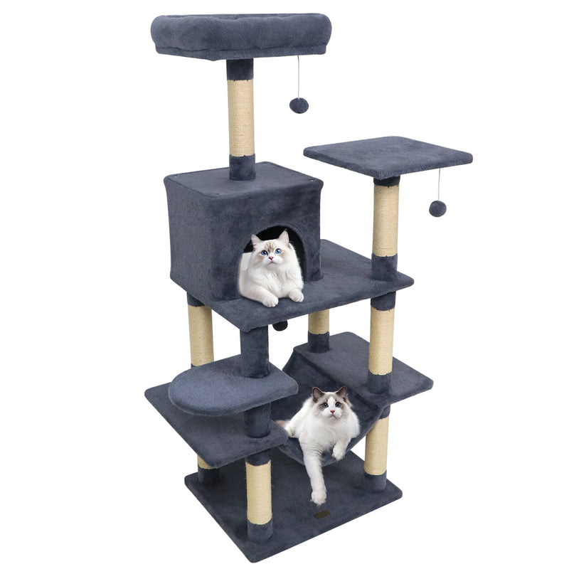 58-Inch Multi-Level Plush Cat Tree