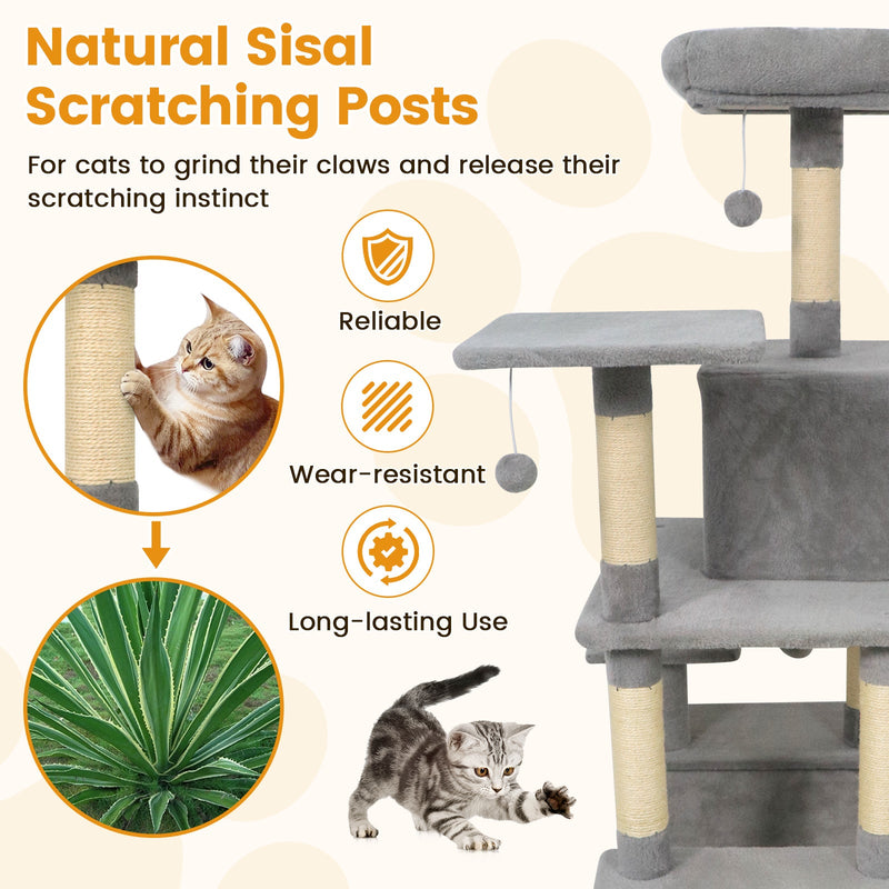 58-Inch Multi-Level Plush Cat Tree