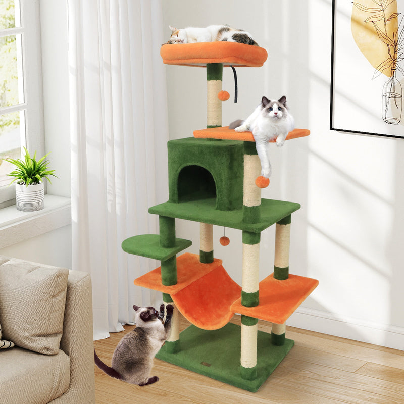 58-Inch Multi-Level Plush Cat Tree