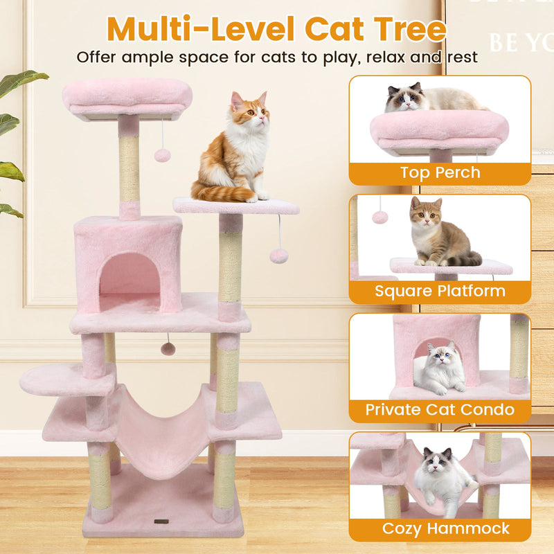 58-Inch Multi-Level Plush Cat Tree