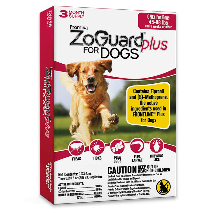 ZoGuard Plus Flea & Tick Prevention for Dogs 45–88 lb, 3 Doses