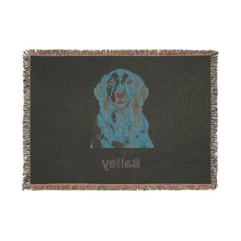 Personalized Pet Photo & Name Woven Blanket — 52 × 37 in