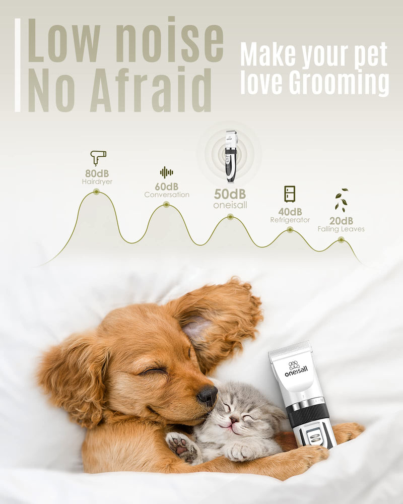 oneisall Low Noise Dog Clippers Grooming Kit for Dogs Cats Pets