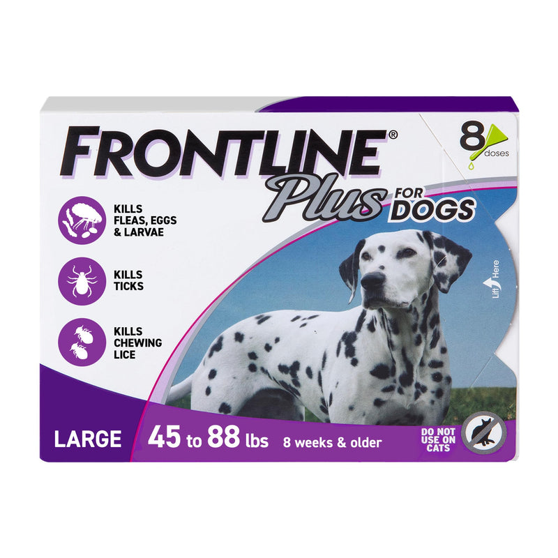 Frontline Plus Flea & Tick Treatment for Dogs 45–88 lb, 8 Treatments
